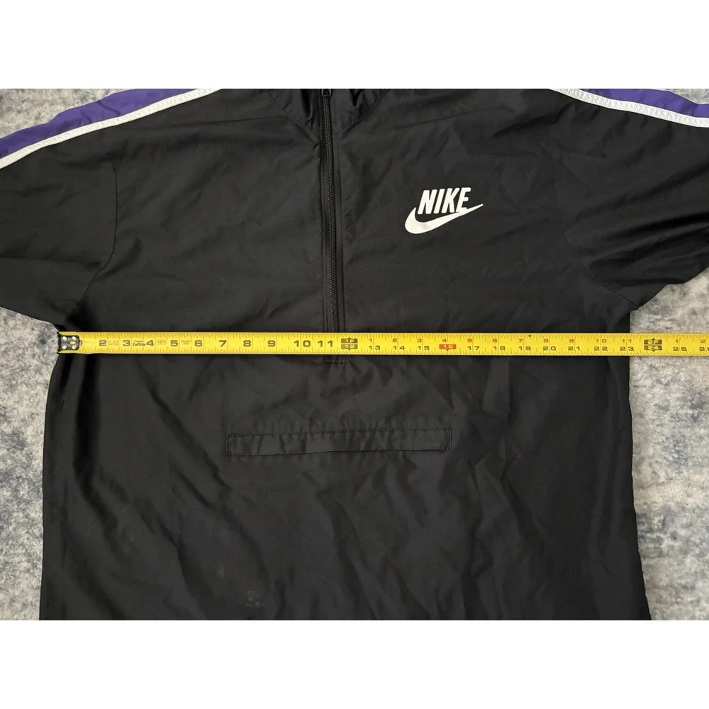 Vintage Nike 1/3 Anorak Jacket XL Black Purple Track Pullover‎ Pocket 1/4 Zip